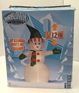 Vintage Christmas Airblown Inflatable Snowman 12 Feet Tall Modified With Music  - Picture 1 of 6