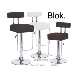 Modern Home "Leather" Adjustable Height Chrome Bar/Counter Stool - Blok Barstool - Picture 1 of 11
