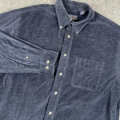 Trader Bay Shirt Mens Medium Blue Corduroy Button Front Long Sleeve Casual - Image 1 of 4