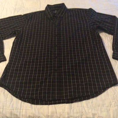 Consensus Mens Shirt Size Large Button Up Long Sleeve Black Plaid - Image 1 of 4