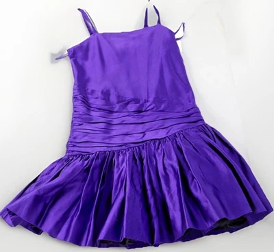 Girls Ralph Lauren Kids Purple Silk Pleated Drop Waist Sleeveless Dress Size 10 - Image 1 of 4