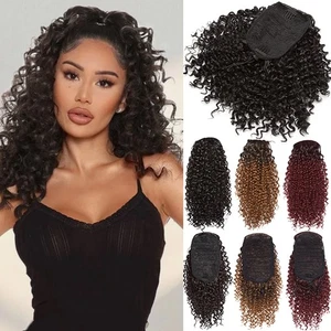 8" Drawstring Kinky Curly Afro Hair Bun Puff PonyTail Clip in Hair Extensions - Picture 1 of 16