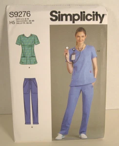Simplicity 9276 Scrubs: Tops & Pants Nurses/Doctors Pattern Misses' 6-14 Uncut - Picture 1 of 3
