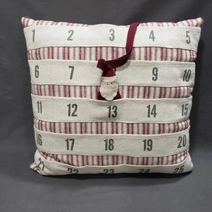 Christmas Advent Calendar Countdown Pillow Santa Pocket 25 Days Farmhouse Rustic - Picture 1 of 7