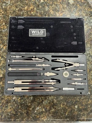 Vintage Wild Heerbrugg RZ-31 Swiss Drawing Drafting Compass Set W/ Hard Case - Image 1 of 4