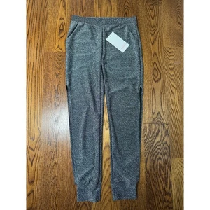 Leggings Park Damen Jogginghose S/M Schwarz Silber Glitzer Lounge Metallic Glanz - Bild 1 von 5