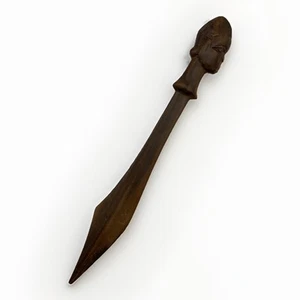 Abridor de letras figurativo africano vintage tallado madera de ébano mujer 10" - Imagen 1 de 8