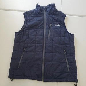 LL Bean Vest Mens Medium Navy PrimaLoft Quilted Insulated Zip Pockets Outdoor - Picture 1 of 8