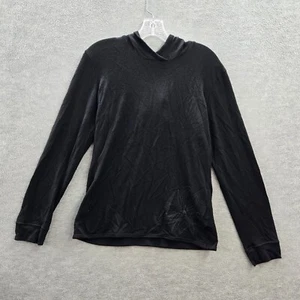 Icebreaker Women Sweatshirt Large Black 260 Pure Merino Wool Hoodie Floral READ - Picture 1 of 11