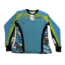 New Vintage Reusch Goalkeeper Soccer Jersey Shirt Small Retro Neon Blue Camo 90s