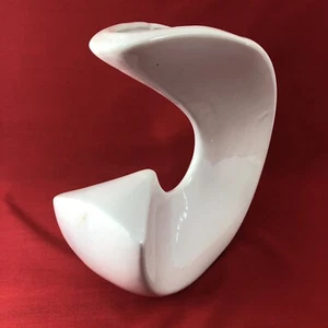 VTG Modernist Ikebana Off Wht Ceramic Vase MCM Postmodern Asymmetrical Abstract. - Picture 1 of 12