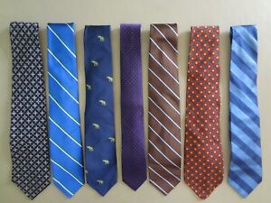 Men's Lot of 7 J. Crew Designer Silk Ties Multiple Styles Striped Solid