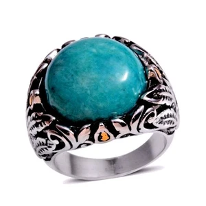 NIB Size 5 Genuine Russian Amazonite Large Statement Ring (15.000 cts) T-21 - Picture 1 of 4