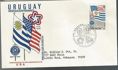 1976 Uruguay FDC  Uruguay Sesqucentennial & USA - Image 1 of 2