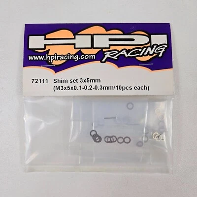HPI Racing 72111 Shim Set 3x5mm (M3x5x0.1-0.2-0.3mm/ 10 pieces each) New NOS VTG - Image 1 of 2