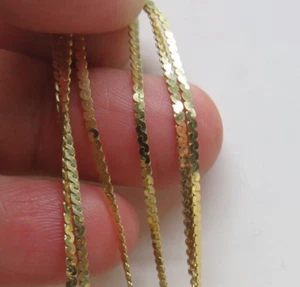 14k Yellow GOLD SERPENTINE CHAIN neck necklace 16"  Made in Italy - Picture 1 of 15