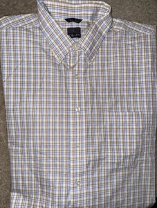 Mens Chaps Non Iron Classic Fit Long Sleeve Plaid Button Up Shirt 18 34-35 EUC - Picture 1 of 2