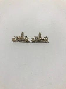 Vintage Steam Locomotive Train Engine Cufflinks Gold Tone Pair Free Shipping - Picture 1 of 4