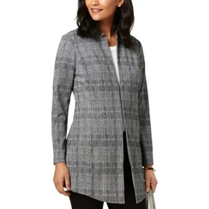 ALFANI Women's Collarless Career Topper Jacket, Gwen Plaid 18 - Picture 1 of 2