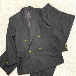 Vintage Pierre Cardin 2 Piece Suits Gray with Gold Buttons Double Breast Mens M - Picture 1 of 11