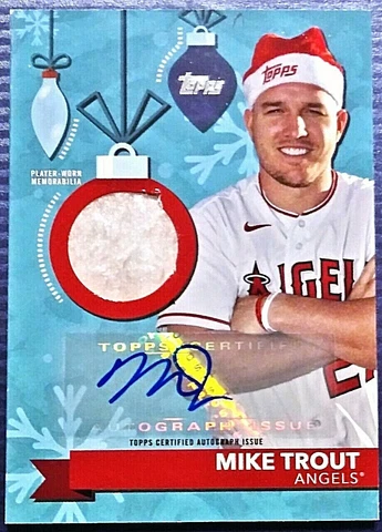 MIKE TROUT, THE #1 OF 10!  RAREST OF RARE, HOLIDAY RELICS AUTO, TOPPS 2020 MLB Cover