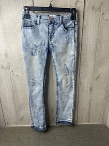 Jordache Girls Acid Wash Distressed Skinny Jeans W/ Rhinestone Details Size 10 - Picture 1 of 8