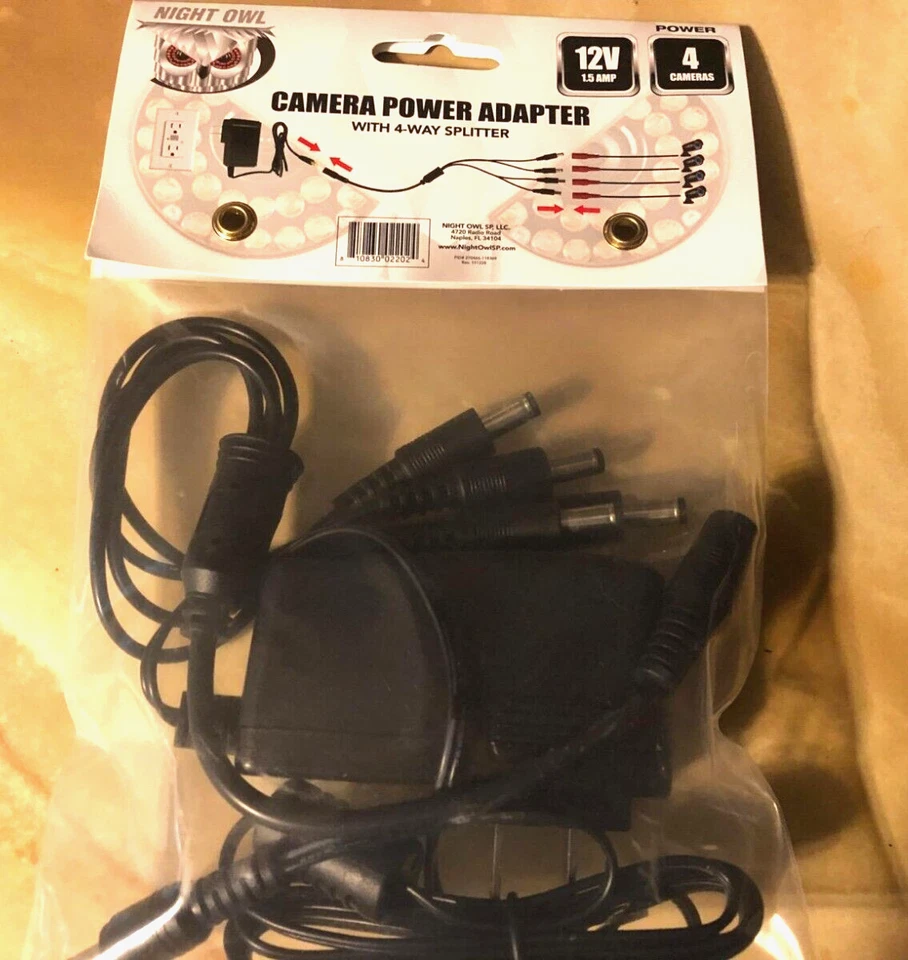 Night Owl Security Camera Power Adapter With 4-Way Power Splitter 12 Volts New - Image 1 of 4