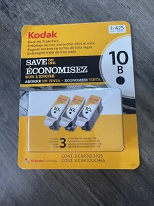 Paquete triple de 3 cartuchos de tinta negra Kodak 10B 425 páginas rendimiento originales OEM nuevos! - Imagen 1 de 2