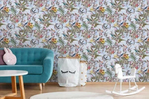 Vliestapete Blumen Vögel Floral blau bunt AS Creation 38178-4 (6,08€/1qm) - Bild 1 von 4