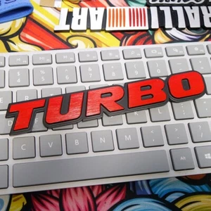 Universal Car Turbo Logo Emblem Badge 3D Sticker Nameplate Red Metal Decorate - Picture 1 of 4