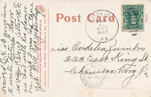 RED LION PA. OVATE BARRED DUPLEX CANCEL. 1907. TO: CHAMBERSBURG PA. CANCEL. - Picture 1 of 4