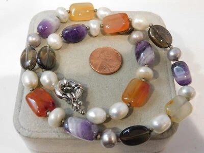 Ametista Viola Fumoso Quarzo Corniola Agata Perla Perlina Filo 18 " Collana 2i51 - Immagine 1 di 4