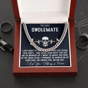 To My Swolemate Cuban Link Chain Workout Partner Gift Weightlifting Boyfriend - Picture 1 of 9