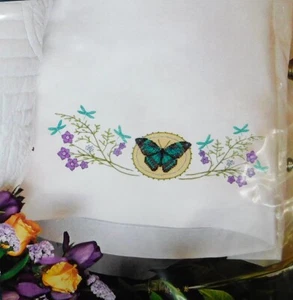 Dimensions Butterfly Meadow Stamped Embroidery + Floss Pillowcases 72-73888  PC2 - Picture 1 of 3