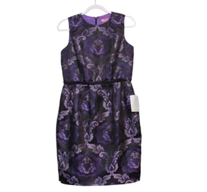 NWT Eliza J Dress Size 8 Petite Purple Paisley Jacquard Formal Evening Wedding - Picture 1 of 13