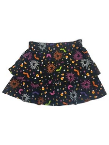 Girls Halloween Black Candy Corn Bats Spiderweb Stars Ruffle Skirt - Picture 1 of 2