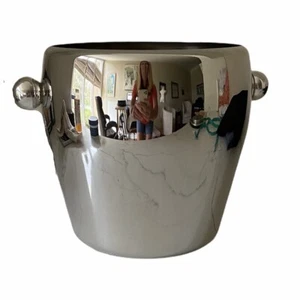 Towle Silversmiths Stainless Steel Ice Bucket Retro 90s Knob Handles Barware - Picture 1 of 5