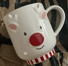 2023 Starbucks Mug Ceramic Christmas REINDEER White 10oz NEW Europe Exclusive