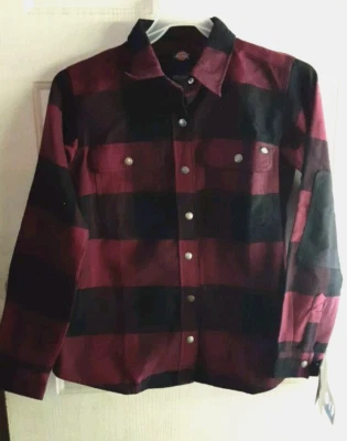 Dickies Women’s Duratech Renegade Flannel Snap Up Shirt Size S Burgundy/Black - Image 1 of 4