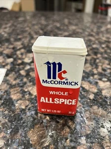 Vintage McCormick Whole Allspice Plastic Lidded Metal Storage Tin Can Jar - Picture 1 of 1