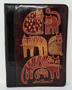 Vintage Laurel Burch Katze Leder Reißverschluss Mappe Organizer Portfolio 12,5 x 9,5 - Bild 1 von 21