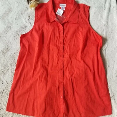 Motherhood Maternity Orange Top Large Button down Slvls Cotton Summer Fall NWT - Image 1 of 4