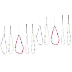Zestaw 2 szt. Smycz do telefonu komórkowego Pearl Chain Koraliki Charms Pasek Uniwersalny - Zdjęcie 1 z 12