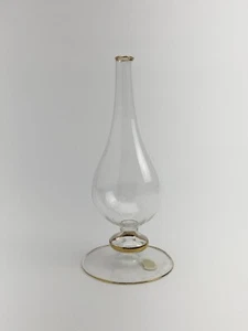 Jarrón vintage MCM Lefton Bud vidrio transparente borde dorado - Imagen 1 de 6