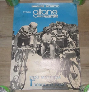 1973 Gitane Enzo Mattioda Bordeaux-Paris Fahrradrennen Poster, Motor Paced - Bild 1 von 1