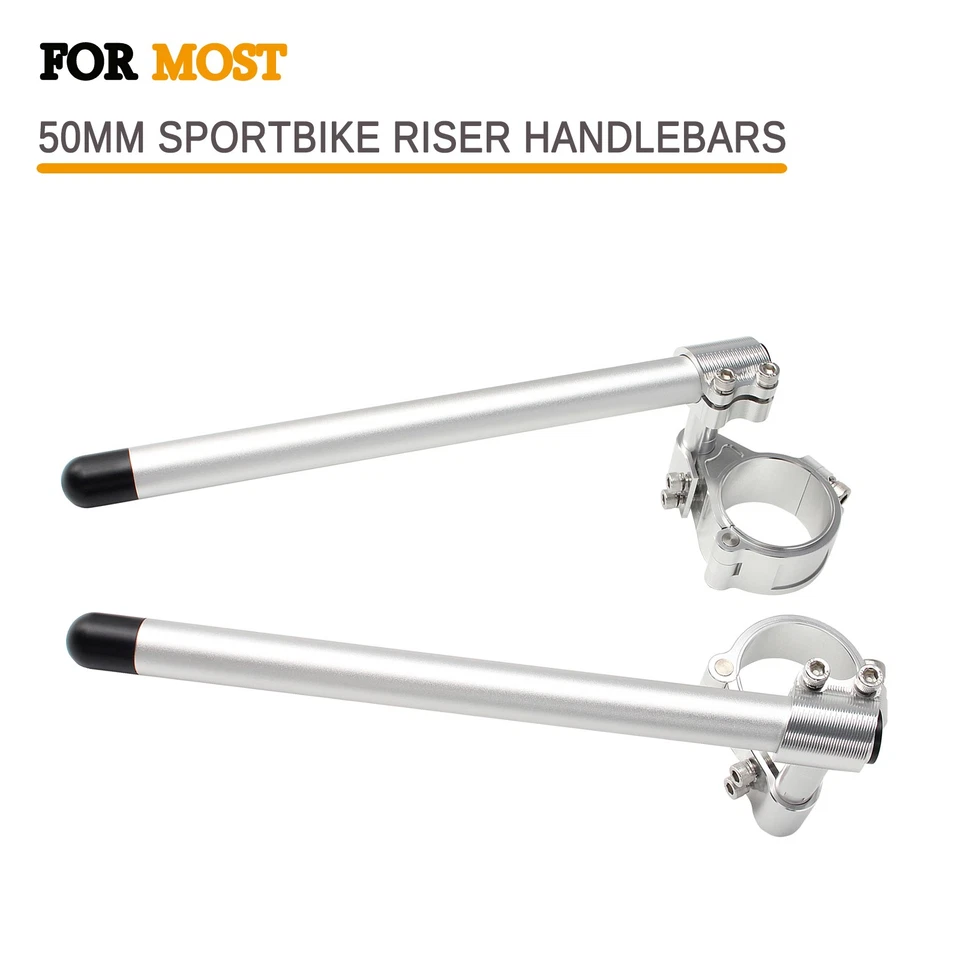 50mm Clip On Handlebars For YAMAHA R1 R6 MT-07 XJR1200 XVS400 XVS400 Tracer 900 - Image 1 of 4