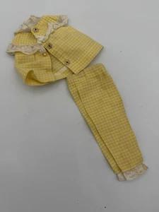 Vintage Barbie Clone Schlafanzug 2-teilig gelb Gingham Design Baumwolle Pyjama - Bild 1 von 12
