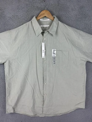 Perry Ellis Shirt Mens 2XL Sage Green Short Sleeve Button Up Gingham New L483682 - Image 1 of 4