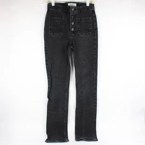 Reformation Damenjeans 25 Tall schwarz gerades Bein Knopfleiste - Bild 1 von 5