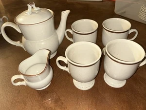 Casual Elegance Hearthside Stoneware 7-pc Set Coffee Pot+lid,Creamer & 4 Mugs - Picture 1 of 13
